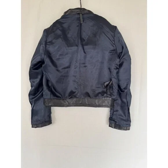 Topshop Black Genuine Leather Silver Hardware Relaxed Oversize Moto Jacket Sz 4